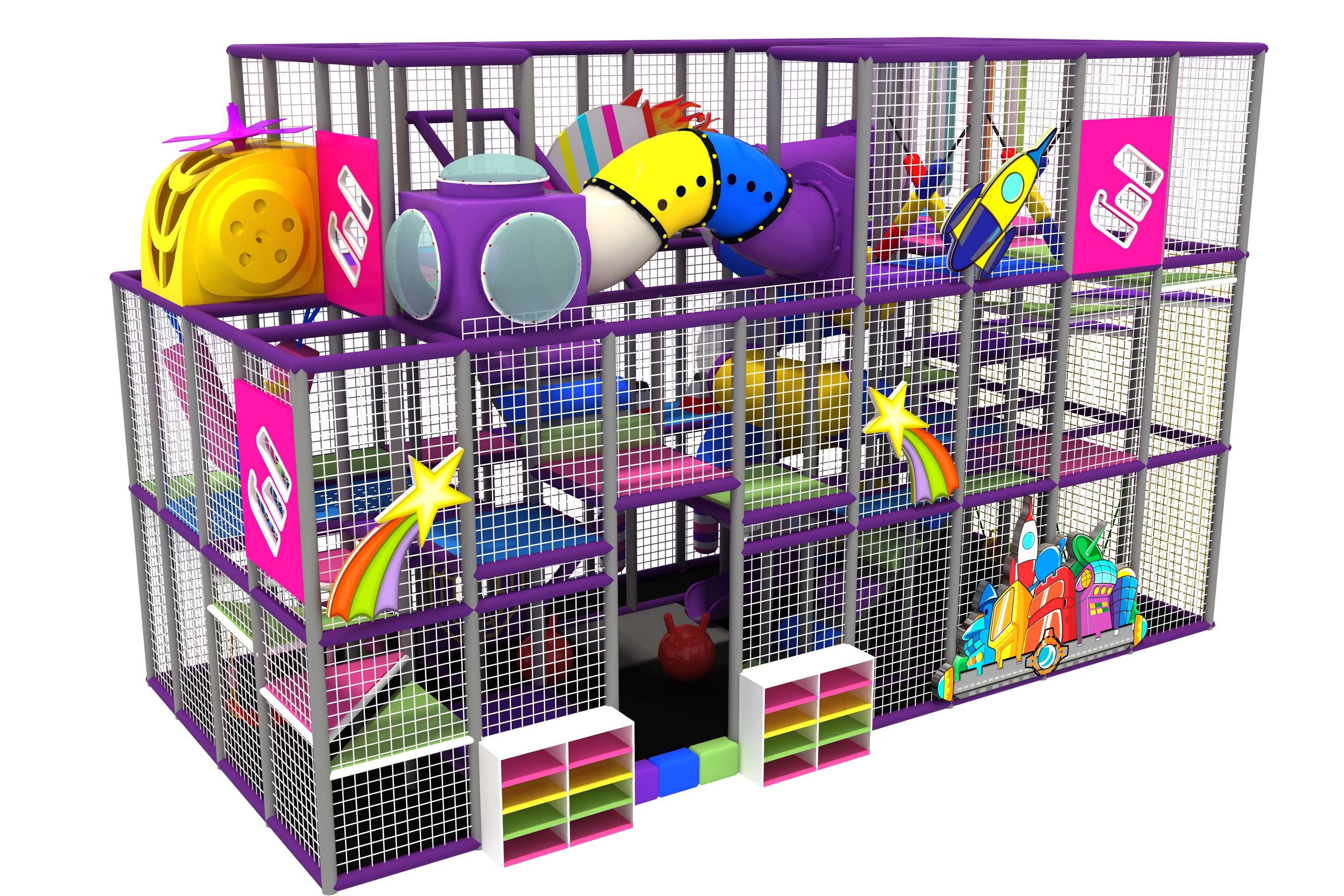Metal Space Themed Indoor Playground With Stainless Steel
