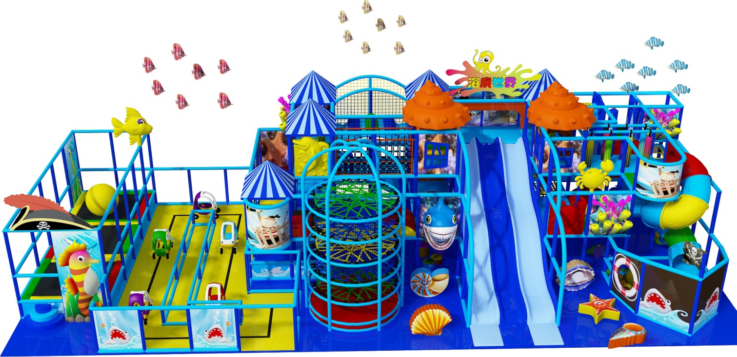 Quality Ocean Themed Indoor Playground with Slide With Tires