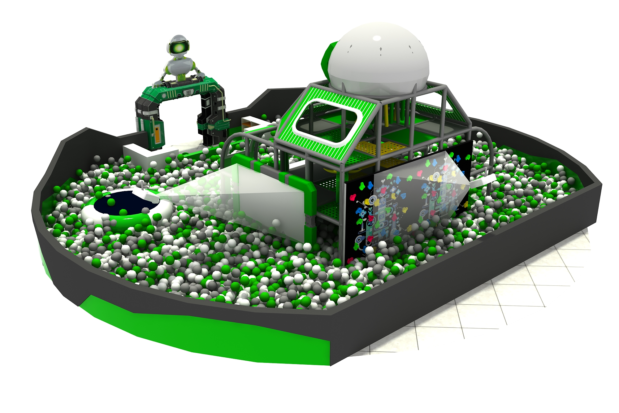 Commercial Space Themed Indoor Playground with Trampoline