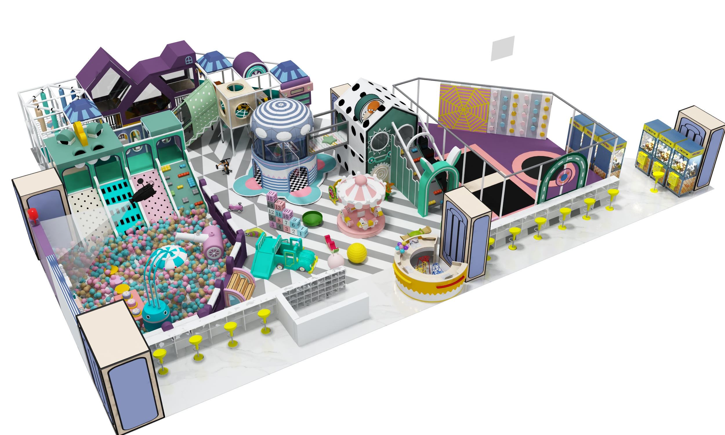 Metal Space Themed Indoor Playground with mini House