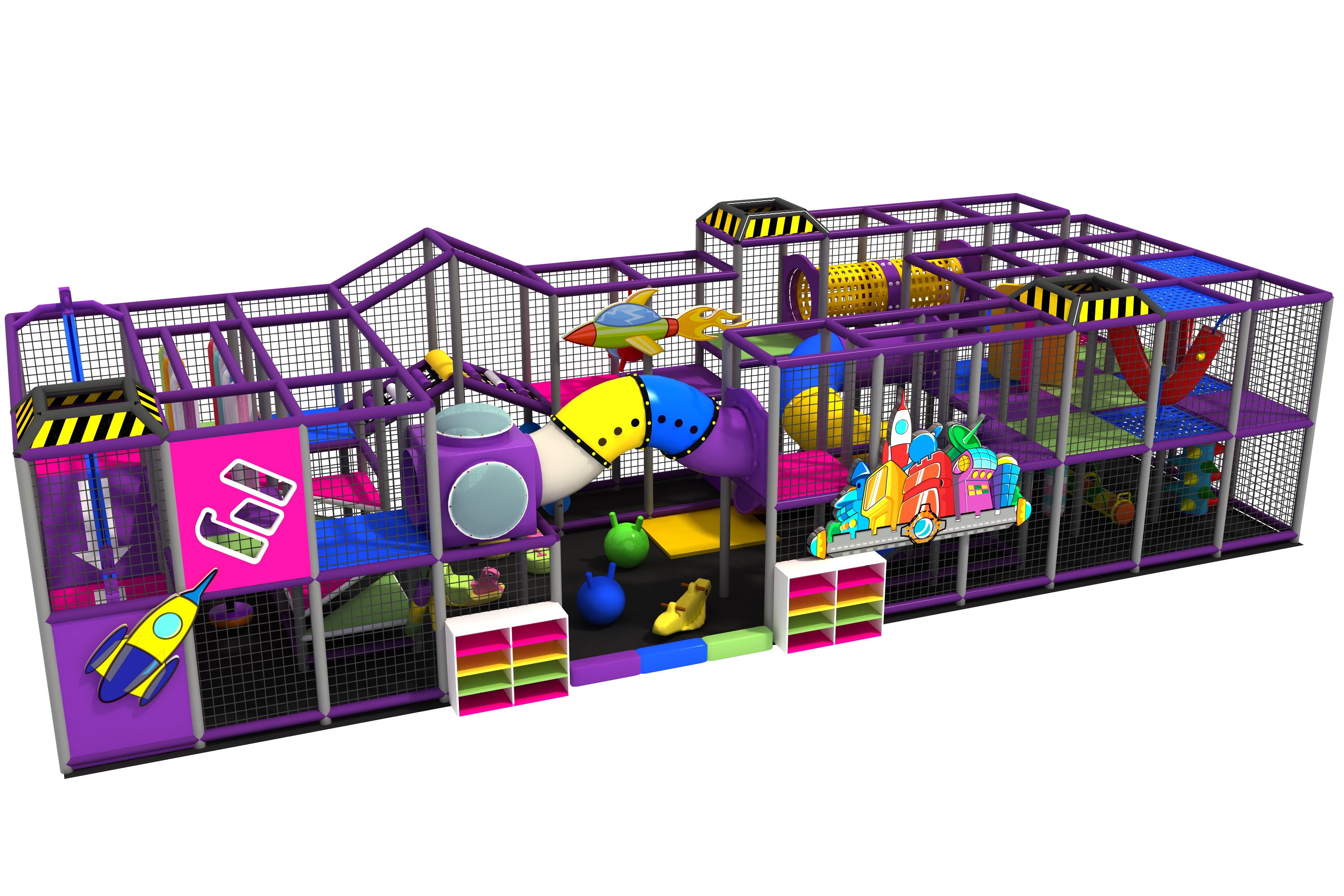 Anti-static Space Themed Indoor Playground with Trampoline